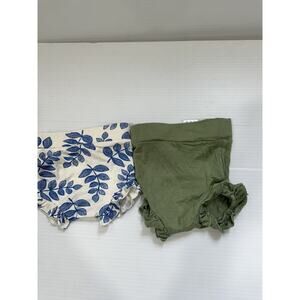 Spearmint Love Baby 0-3M Green, White/Blue Ruffle Bloomer